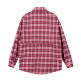 Women Long Sleeve Shirt Women's Plaid Long Sleeve Shirt Autumn Embroidery Short Shirt Coat
