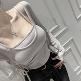 Women Long Sleeve Shirt Camisole Upper Clothes Long Sleeves T-shirt Women
