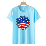 Women's Independence Day T Shirt T-shirt Women's Short-Sleeved Shirt Sunflower Print