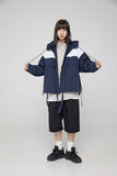 Unisex Jacket Autumn Stitching Contrast Color Hooded Coat Women's Clothing