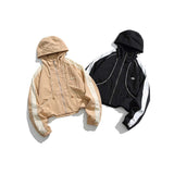 Unisex Jacket Autumn Contrast Color Hooded Coat Women's Clothing