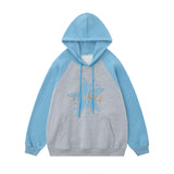 Men Hoodie Hooded Sweater Men's Five-Pointed Star Paste Cloth Embroidery Contrast Color Long Sleeves