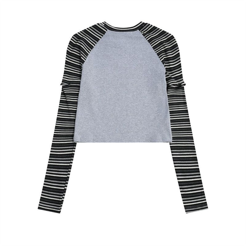 Women Long Sleeve T-Shirt Sleeve Short T-shirt Letter Crew Neck Girls' Summer Top