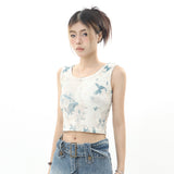 Women Vest Printed Sleeveless Vest Summer Casual Girls Short Sling