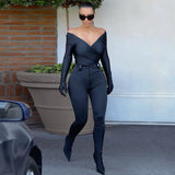 Women Jumpsuit Summer Long-Sleeve Jumpsuit Slim Bottoming