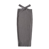 Women Skirt Vintage Waist Knitted Dress Slimming Skirt
