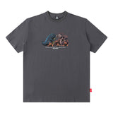 Men T Shirt Vintage Print Short Sleeves T-shirt Men and Women Couple Casual Loose