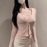 Women Long Sleeve Shirt Camisole Long Sleeve Cardigan Jacket