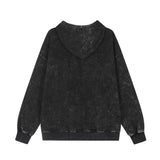 Men Hoodie Hole Five-Pointed Star Embroidered Hoodie