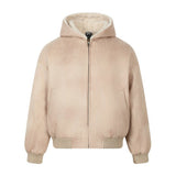 Unisex Down Jacket Winter Plush Collar Hooded Padded Jacket