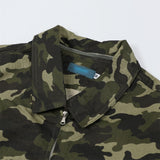 Men Denim Jacket Men's Loose Hole Denim Camouflage Coat