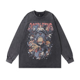 Men Long Sleeve Shirt Rodman Printed Vintage Long Sleeve T-shirt Men and Women Retro Washed Distressed