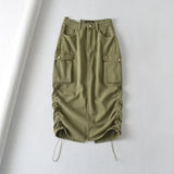 Women Skirt Retro Workwear Denim Long Skirts Female Spring and Autumn Skirt