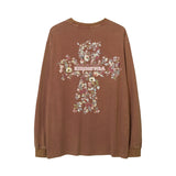 Men Long Sleeve Shirt Distressed Printed Loose Long Sleeves Male Couple Casual T-shirt
