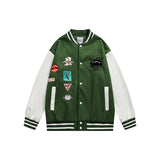 Varsity Jacket Vintage Stand Collar Baggy Coat Men