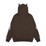 Men Hoodie Horn Letter Printed Hoodie Coat