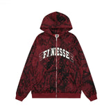 Men Hoodie Graffiti Hooded Coat Punk Hip Hop Loose Embroidered Letter Cardigan Sweater Spring and Autumn