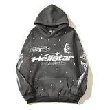 HS Hoodie Vintage Distressed Crack Print Casual Loose
