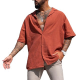 Men Shirt Summer Men's Short Sleeve Solid Color Casual