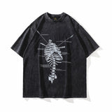 Men T Shirt Printed Short-Sleeved T-shirt Men's American Retro Top