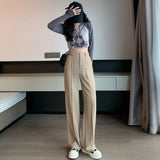 Palazzo Pants Suit Pants for Women Spring-Autumn Wide-Leg Pants Loose Slimming