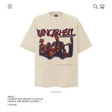American vintage street T-shirt pure cotton retro men's and women's summer loose