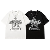 Men T Shirt Fashion Brand Five-Pointed Star Printed Necklace Short Sleeve T-shirt Men and Women