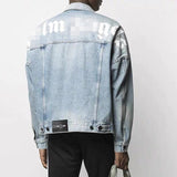 Palm Angle Jacket Palm Angels Jacket Letter Logo Patterned Denim Jacket Men and Women