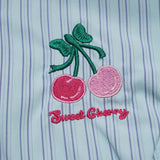Women Long Sleeve Shirt Women's Spring and Autumn Leisure Embroidered Short Long Sleeve Shirt with Vertical Stripes