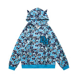 Men Hoodie Devil Horn Hoodie Coat Male Loose Letters