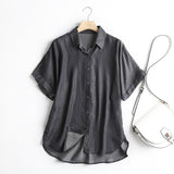 Women T-shirt Denim Shirt Women's Summer Loose Short Sleeve
