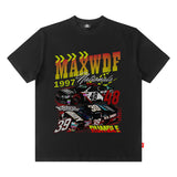 Men's T Shirt Retro Racing Short Sleeve Men's and Women's Hiphop Loose T-shirt