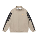 Men Hoodie Sports Stand Collar Cardigan Sweater Casual Loose Stitching Contrast Color Long Sleeves Half Turtleneck Coat