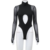 Women Jumpsuit Women's Long Sleeve Mesh Stitching Jumpsuit