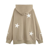 Men Hoodie Five-Pointed Star Patch Embroidered Hoodie Loose Casual Jacket Spring and Autumn