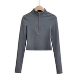 Women T-shirt Autumn and Winter Long Sleeves Knitted Top Women's T-shirt Solid Color Bottoming Shirt
