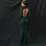 Women Dresses Autumn and Winter Women's Clothing round-Neck Flared Sleeves Dress