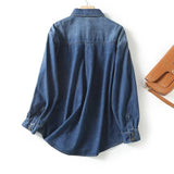 Women T-Shirt Casual Denim Shirt Jacket Autumn Washed Jacket Loose