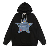 Men Hoodie Five-Pointed Star Patch Pocket Hooded Sweater