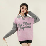 Women Sweater Color Matching Letters Sweater Women's Loose Autumn Sweater