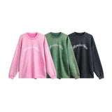 Unisex Hoodie College Style Fashion Brand Washed Printed Sweater round Neck Men and Women
