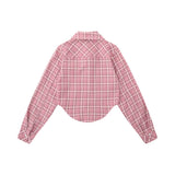 Women Long Sleeve Shirt Short Plaid Shirt Female Long Sleeve Shirt