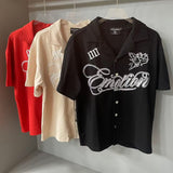 Mixed Emotion T-Shirt Embroidered polo shirt lapel casual loose short sleeve