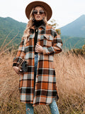 Plaid Trench Coat Autumn and Winter Loose Woolen Plaid Coat