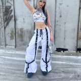 Women Cargo Pants Overalls Women's Stitching Loose Slimming
