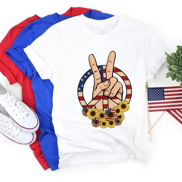Women's Independence Day T Shirt round Neck Short Sleeve T-shirt Women's Top