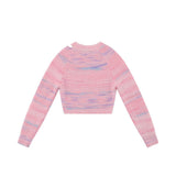 Women Sweater O-neck Short Women's Gradient Long Sleeve Sweater