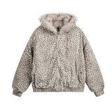Unisex Down Jacket Men's Winter Leopard Print Padded Cotton Warm Padded Jacket
