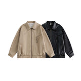 Unisex Jacket Autumn Geometric Split Leather Coat Women's Clothing