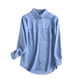 Women T-shirt Denim Shirt Women's Spring and Autumn Loose Long Sleeve